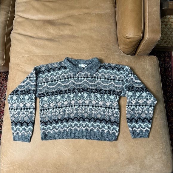 Croquet Club Sweaters - Vintage Croquet Club Collared Geometric Sweater Retro 80’s Size Small